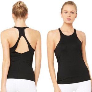 Alo Yoga Gala Built in Bra Black Tank Top